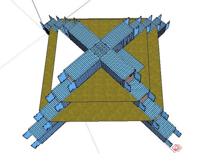 集装箱式台阶式建筑设计su模型(3)