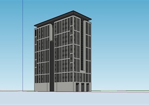 某现代风格简约高层办公楼建筑设计SU(草图大师)模型