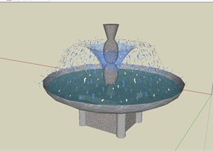 某现代风格石头喷泉池设计SU(草图大师)模型