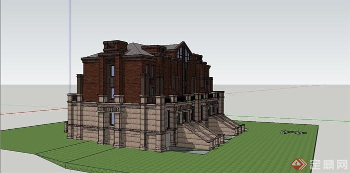 某精致新古典风格联排别墅建筑设计SU模型(3)