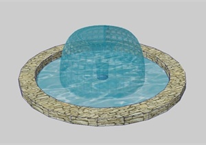某简约现代风格圆形喷泉设计SU(草图大师)模型