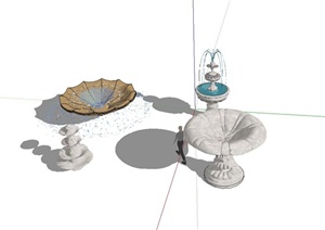 欧式风格喷泉台设计合集SU(草图大师)模型