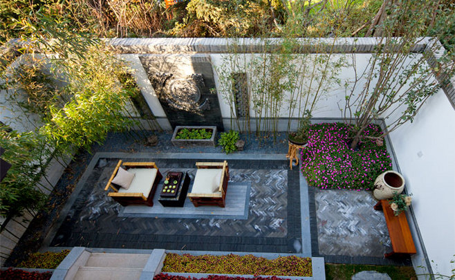 庭院景观,桌椅,围墙
