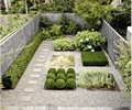 庭院景观,汀步,桌凳,围墙,种植池