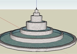 简约现代环形水池设计SU(草图大师)模型