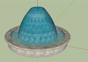 某现代风格简约圆形喷泉池设计SU(草图大师)模型
