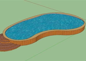 某简约现代风格水池设计SU(草图大师)模型