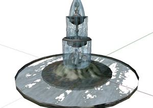 某简约喷泉跌水水池SU(草图大师)模型