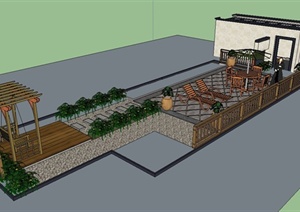 某现代风格屋顶花园景观规划设计SU(草图大师)模型
