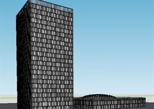 现代多层+高层办公建筑设计SU(草图大师)模型