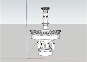 某欧式风格独特雕塑水钵设计SU(草图大师)模型