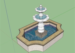 某欧式风格水钵水池设计SU(草图大师)模型