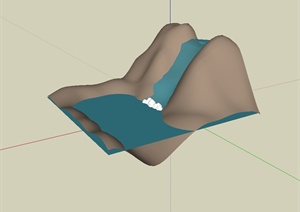 某山体自然水景设计SU(草图大师)模型