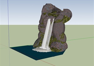某人造假山跌水景观设计SU(草图大师)模型