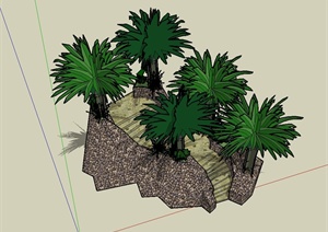 某现代风格园林景观道路踏步设计SU(草图大师)模型