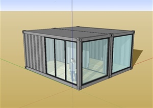 现代风格集装箱单层办公建筑设计SU(草图大师)模型