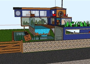 现代集装箱式生态住宅建筑设计SU(草图大师)模型
