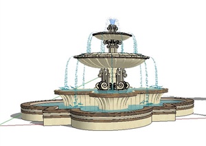 两款精美欧式风格喷泉水景SU(草图大师)模型