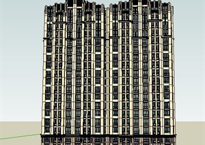 新古典连栋高层住宅楼建筑设计SU(草图大师)模型