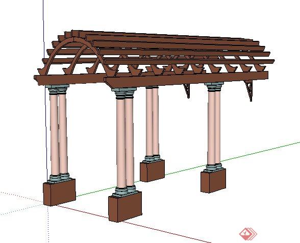 新古典拱形顶廊架su模型(2)