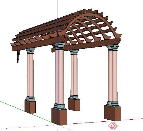 新古典拱形顶廊架su模型(1)