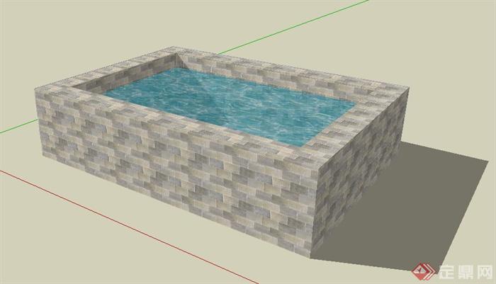 现代简约景观水池su模型(2)