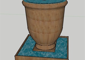 景观水钵水池设计SU(草图大师)模型