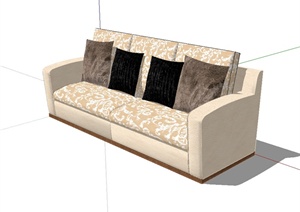 现代风格精致客厅沙发设计SU(草图大师)模型