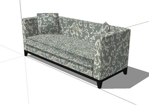 现代风格详细精致客厅沙发SU(草图大师)模型