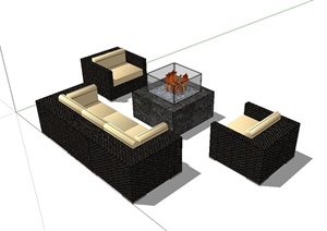 某现代风格独特洽谈区沙发设计SU(草图大师)模型
