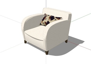 现代风格单人客厅沙发设计SU(草图大师)模型
