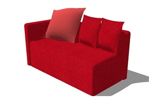 现代风格客厅红色沙发设计SU(草图大师)模型