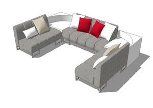 现代风格独特详细住宅空间沙发设计SU(草图大师)模型