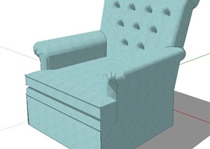 蓝绿色单人沙发设计SU(草图大师)模型