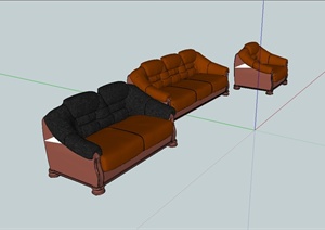 现代风格三种不同造型的沙发设计SU(草图大师)模型