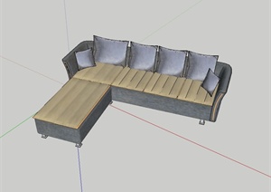 某现代风格住宅客厅沙发设计SU(草图大师)模型