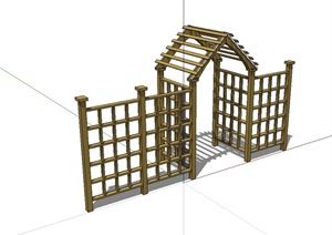 现代风格木质廊架门设计SU(草图大师)模型