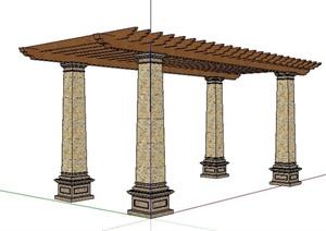 木质双边廊架设计SU(草图大师)模型