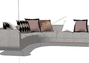简约风浅灰色弧形沙发设计SU(草图大师)模型
