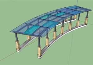 现代风格玻璃长廊架设计SU(草图大师)模型