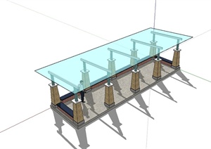 现代风格庭院玻璃廊架设计SU(草图大师)模型