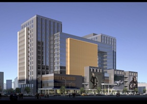 某精致现代风格高层商业大楼建筑设计PSD效果图