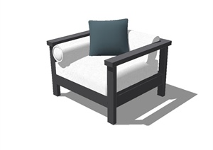 现代中式风格室内沙发椅设计SU(草图大师)模型