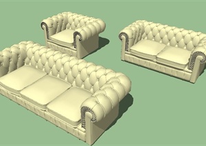 三款欧式软包沙发设计SU(草图大师)模型