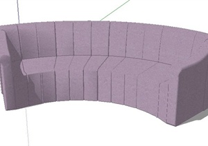 简约风浅紫色弧形沙发SU(草图大师)模型