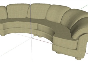 简约风弧形多人沙发设计SU(草图大师)模型