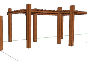 简约木质转折廊架设计SU(草图大师)模型