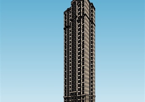 新古典高层详细小区建筑楼设计SU(草图大师)模型