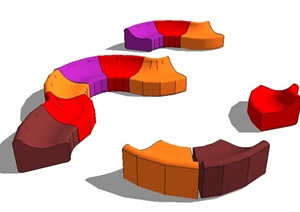 简约流线型坐凳设计SU(草图大师)模型