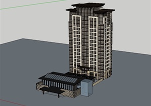 新古典住宅高层居住建筑楼设计SU(草图大师)模型